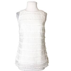 Sail to sable white fringe eyelet tank top sz XS